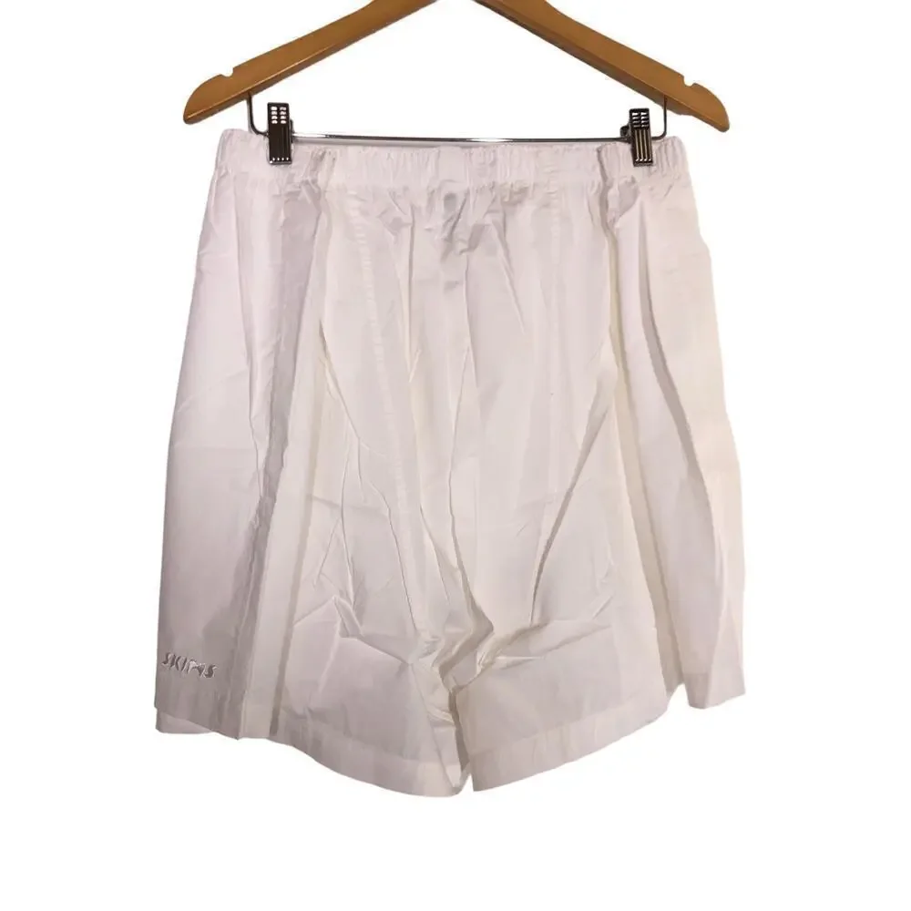 SKIMS Cotton Poplin Sleep Shorts Spa Embroidered Pull On Snow White NWT Size 3X